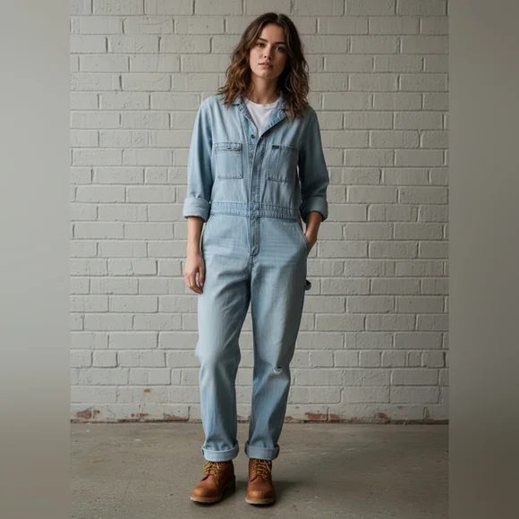 Lee Women's Sky Blue Denim Overalls - Picture 1 of 10